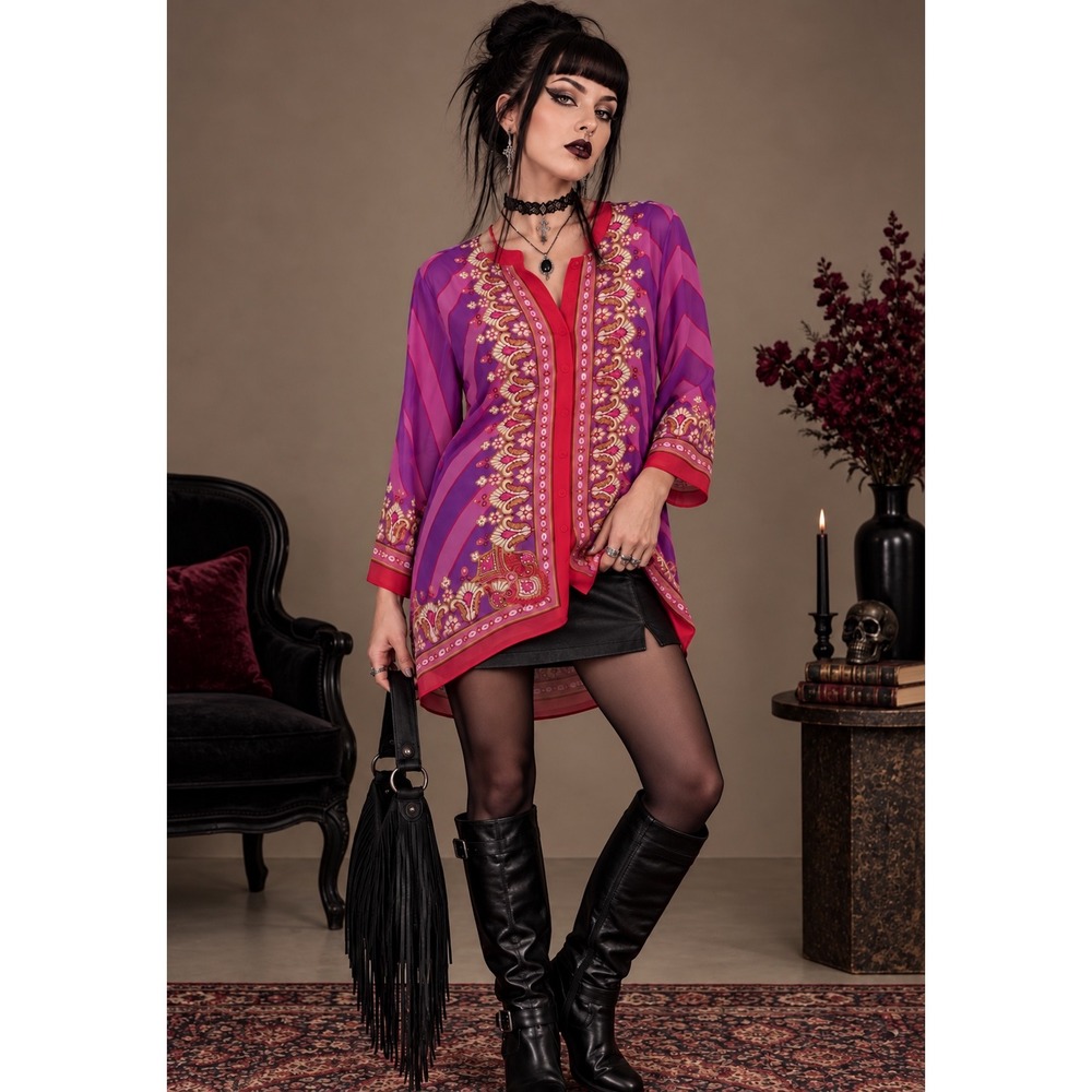 Bob Mackie Wearable Art Floral Border Print Jacket Top 1X NWT Colorful